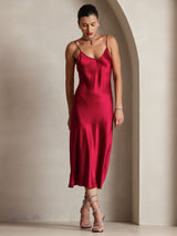 [Rouge Vineux] SilkSilky-FR Sleeveless V Neck Robes 005