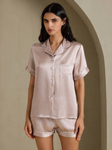 [Gris Ombre] SilkSilky-FR Short Sleeve Lapel Collar Femme Pyjamas 001