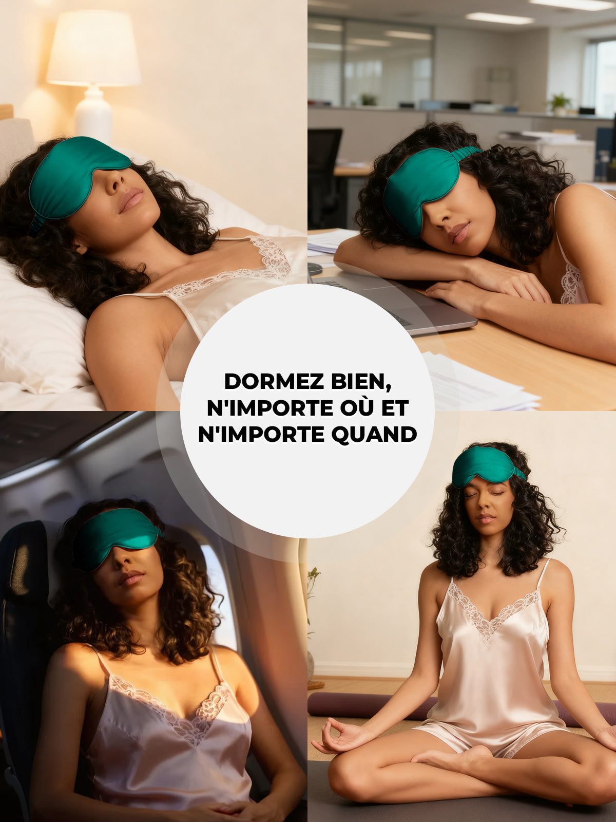[Vert Foncé] SilkSilky-FR Soie Eye Mask 007