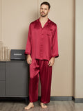 SilkSilky FR Pure Soie Manches longues Mens Pajamas RougeVineux 001