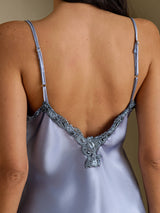 [Bleu Acier] SilkSilky-FR Sleeveless V Neck Ensemble Camisole 005