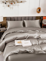 [Gris] SilkSilky-FR 19Momme Parure de Lit Soie 005