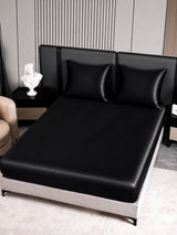 [Noir] SilkSilky-FR Parure de Lit Soie 005