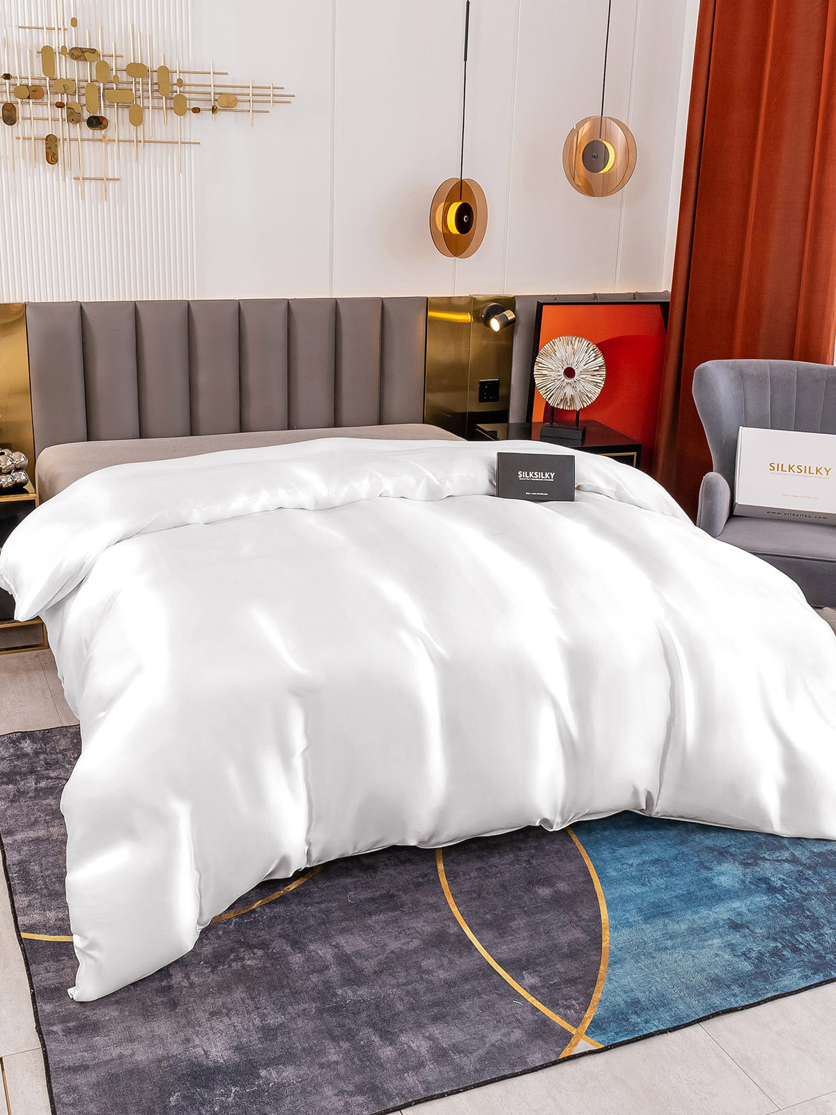 SilkSilky FR 19Momme Pure Soie Duvet Cover Blanc 002