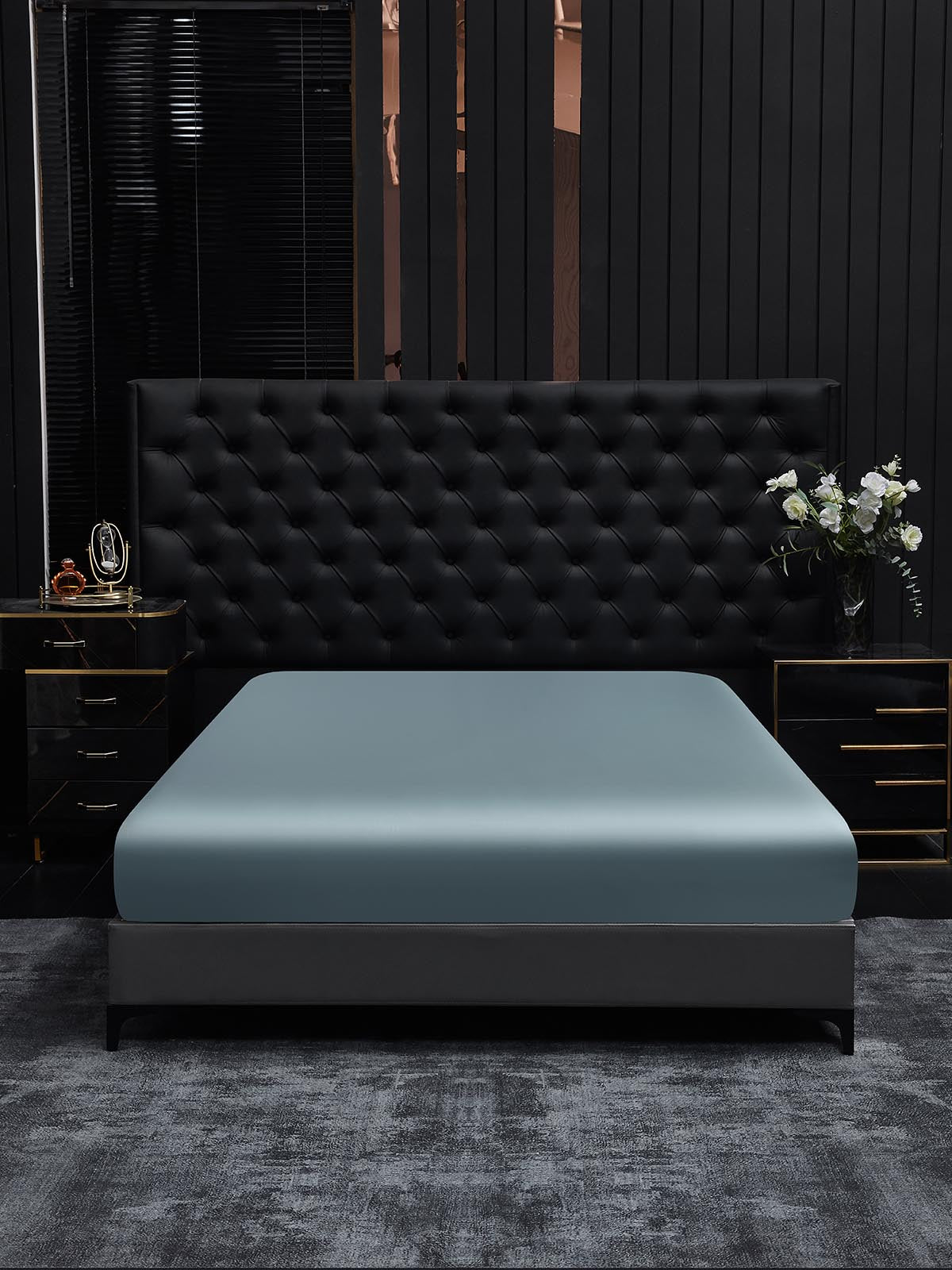 [Bleu Grisâtre] SilkSilky-FR 19Momme Pure Soie Sheet 002