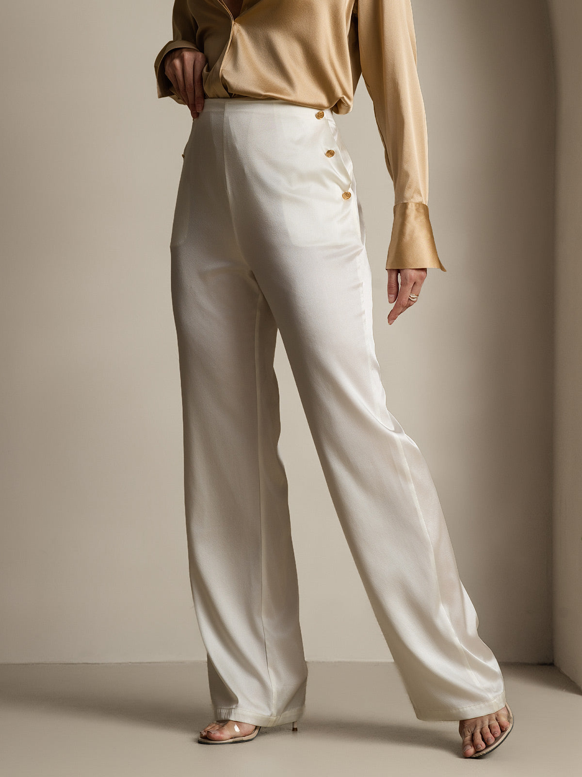 [Blanc] SilkSilky-FR 19Momme Soie Womens Pants 003