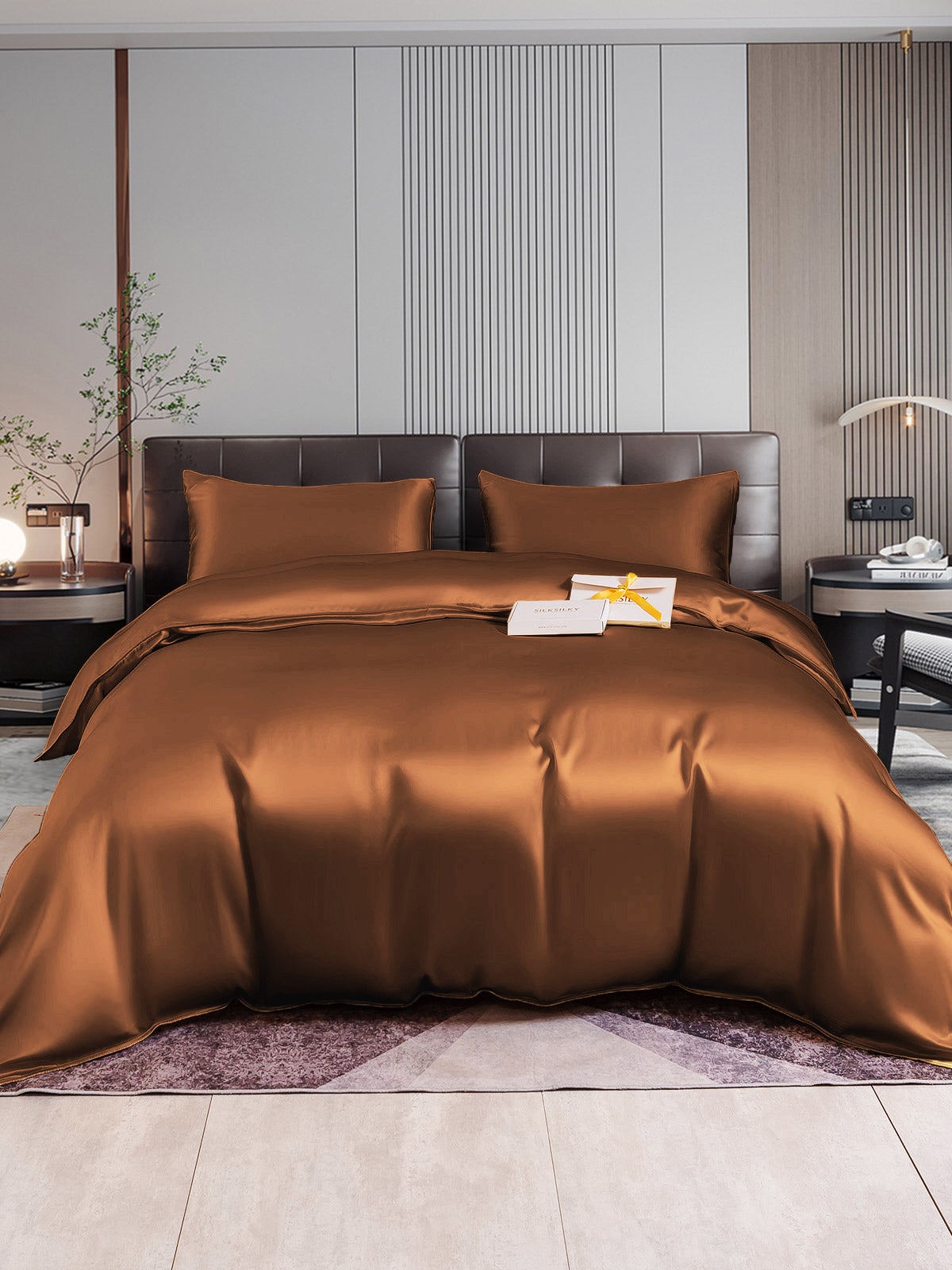 [Café] SilkSilky-FR 22Momme Pure Soie Bedding Set 001