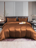 SilkSilky FR 22Momme Pure Soie Bedding Set Café 001