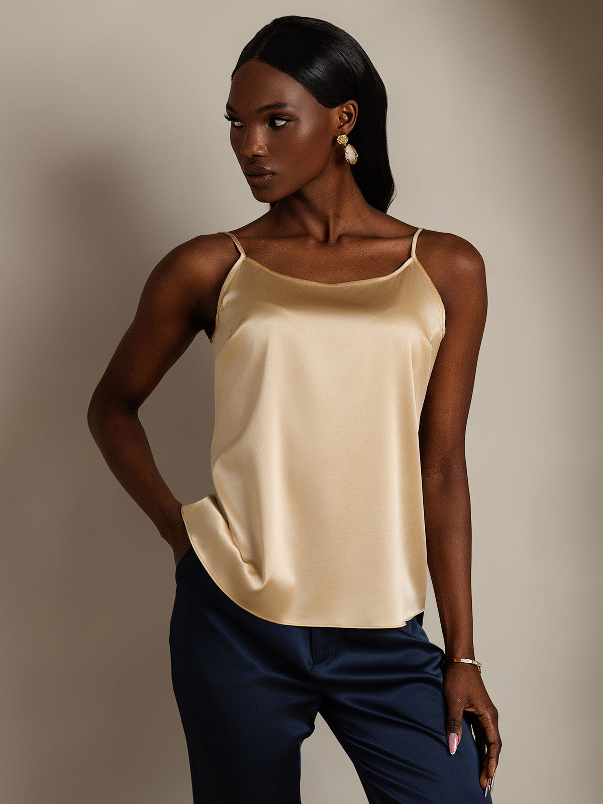 [Champagne] SilkSilky-FR 19Momme Soie Camisoles 001