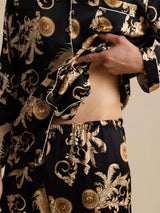 [Dragon Noir] SilkSilky-FR Long Sleeve Lapel Collar Homme Pyjamas 005