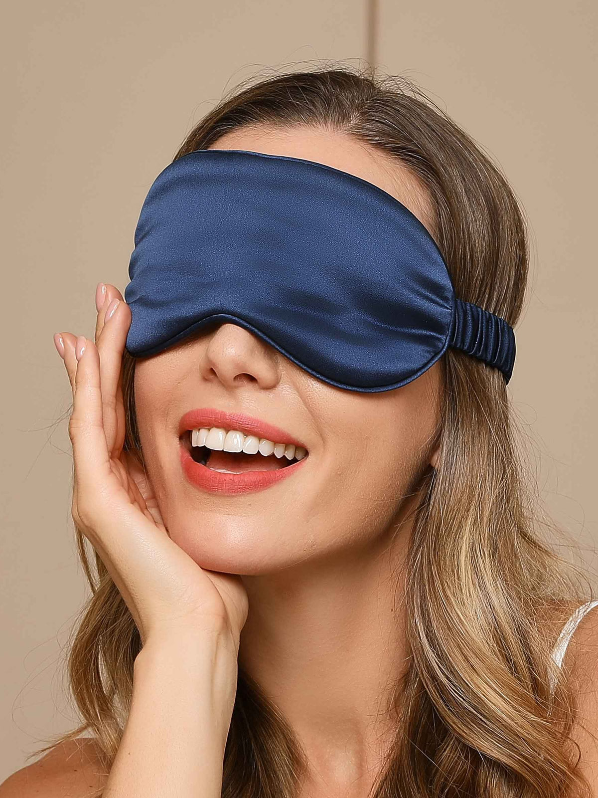 SilkSilky-FR 19Momme Pure Soie Eye Mask BleuFoncé 002