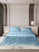 [Bleu Clair] SilkSilky-FR 19Momme Parure de Lit Soie 001