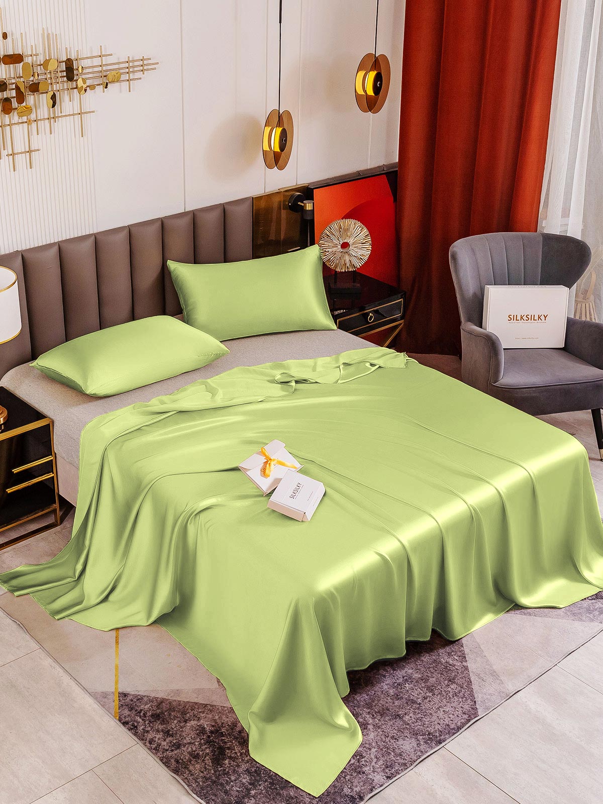 [Vert Menthe] SilkSilky-FR 19Momme Bedding Set 001