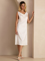 [Blanc] SilkSilky-FR Sleeveless Cowl Neck Robes 005