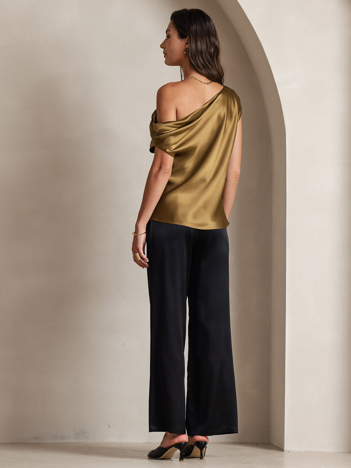 [Brun] SilkSilky-FR 19Momme Soie Womens T-Shirt 002