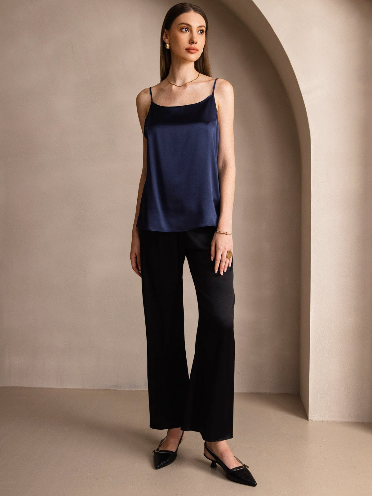 [Bleu Foncé] SilkSilky-FR 19Momme Soie Camisoles 006