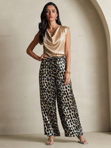 [Leopard] SilkSilky-FR Pure Soie Womens Pants 001,