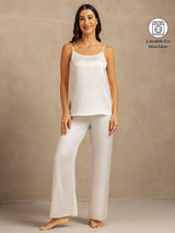 [Blanc] SilkSilky-FR 19Momme Fines Brides Encolure Dégagée Ensemble Camisole 001