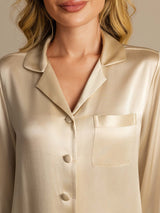 [Champagne] SilkSilky-FR Long Sleeve Lapel Collar Femme Pyjamas 008