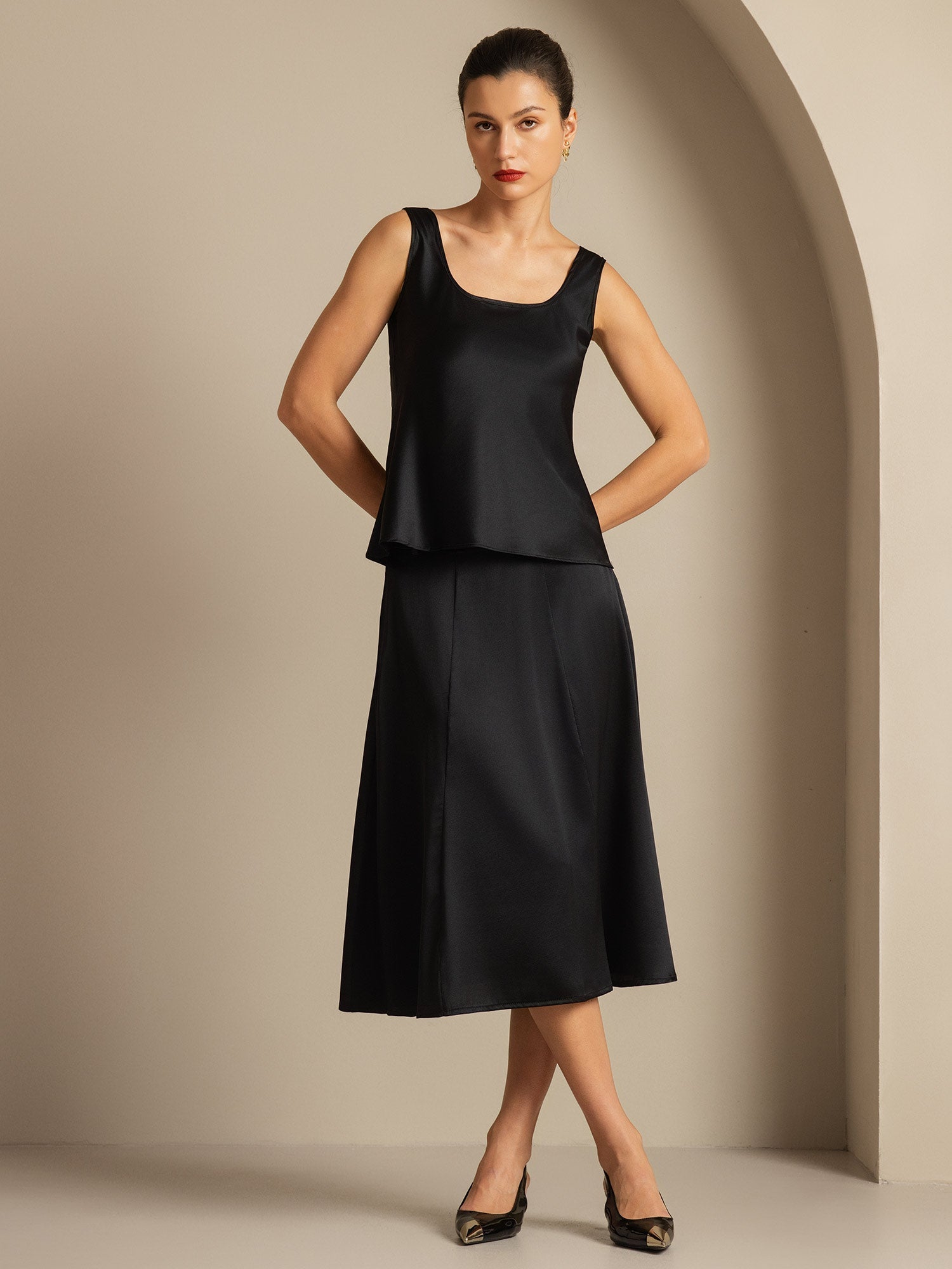 [Noir] SilkSilky-FR 19Momme Soie Camisoles 005,