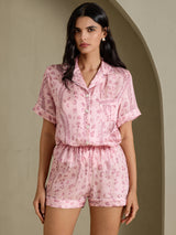 [Léopard Rose] SilkSilky-FR Short Sleeve Notch Collar Femme Pyjamas 004