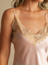 [Rose] SilkSilky-FR Sleeveless V Neck Chemises de nuit 004