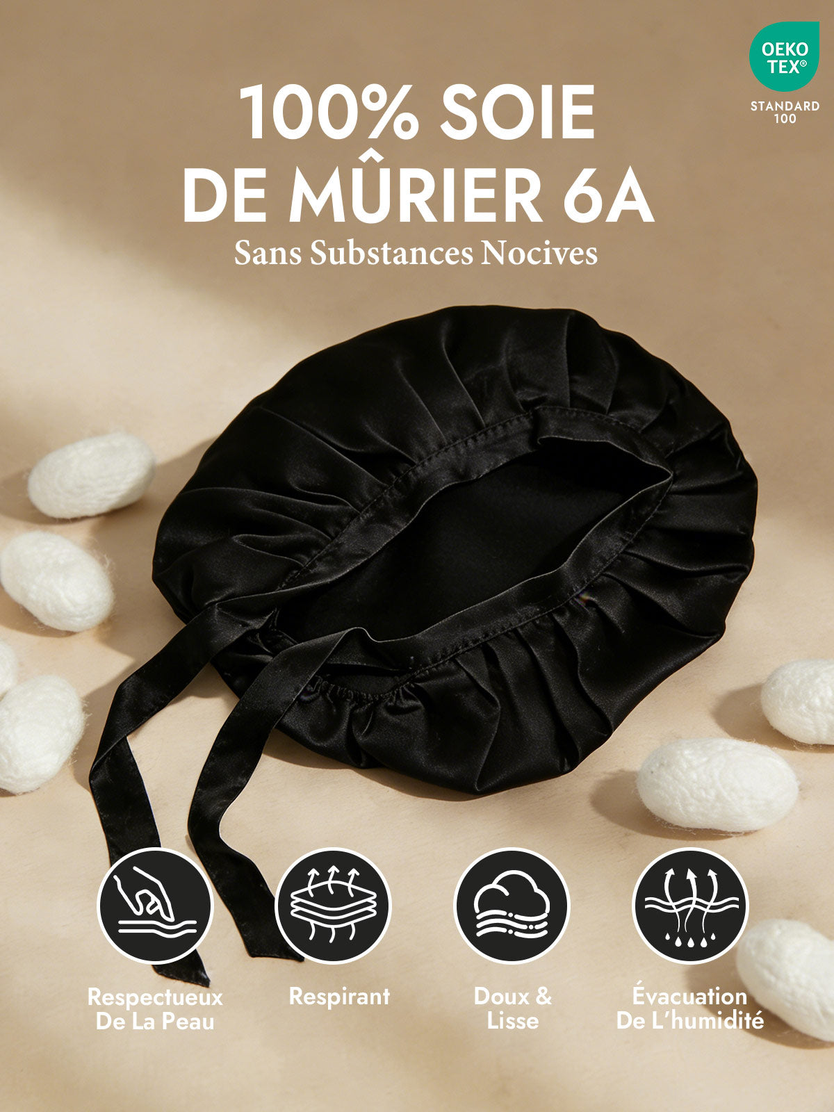 [Noir] SilkSilky-FR Bonnets de Nuit 002