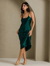 [Vert Foncé] SilkSilky-FR Sleeveless V Neck Chemises de nuit 001