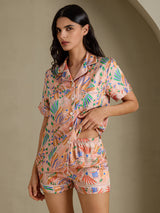 [Faune Rose] SilkSilky-FR Short Sleeve Notch Collar Femme Pyjamas 004