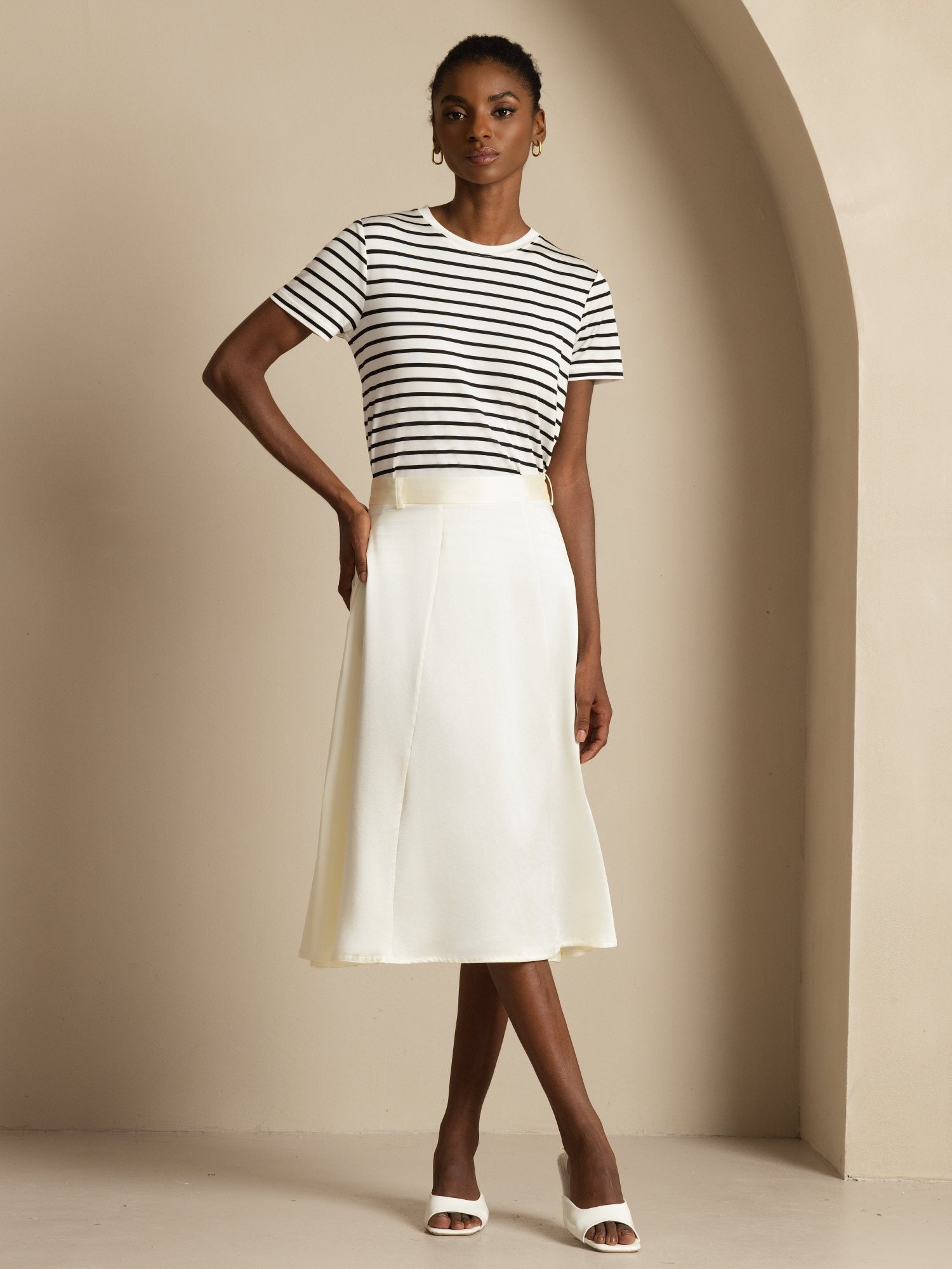 [Ivory] SilkSilky-FR 19Momme Soie Skirt 004