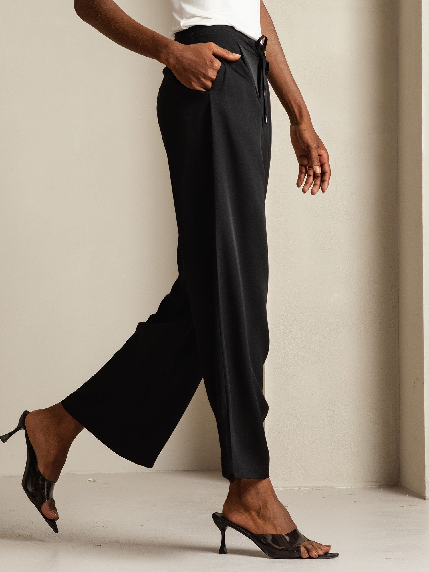 [Noir] SilkSilky-FR 19Momme Soie Womens Pants 008