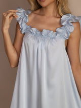 [Bleu Grisâtre] SilkSilky-FR Sleeveless Square Neck Chemises de nuit 007