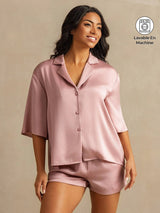 [Peau De Pêche] SilkSilky-FR 19Momme Manches mi-longues Col Cranté Femme Pyjamas 001