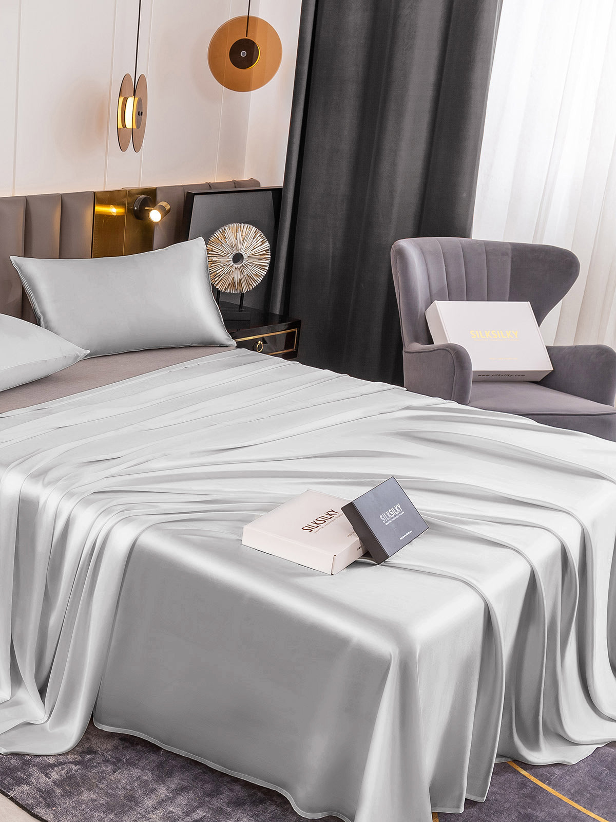 [Argent] SilkSilky-FR 19Momme Pure Soie Bedding Set 004