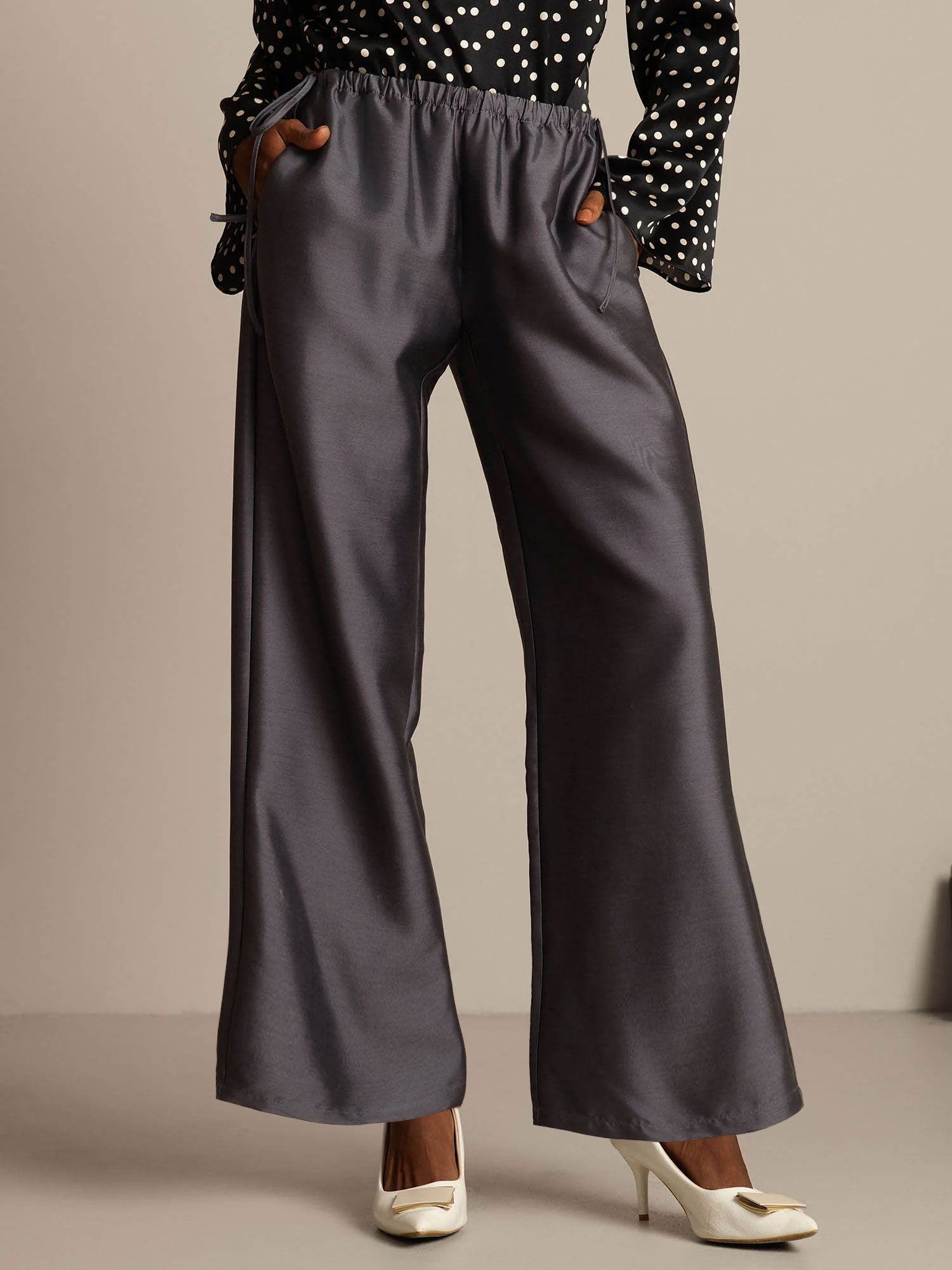 [Gris] SilkSilky-FR 32Momme Soie Womens Pants 001,