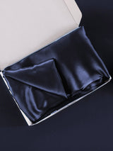 [Bleu Foncé] SilkSilky-FR 30Momme Taies d'Oreiller 006