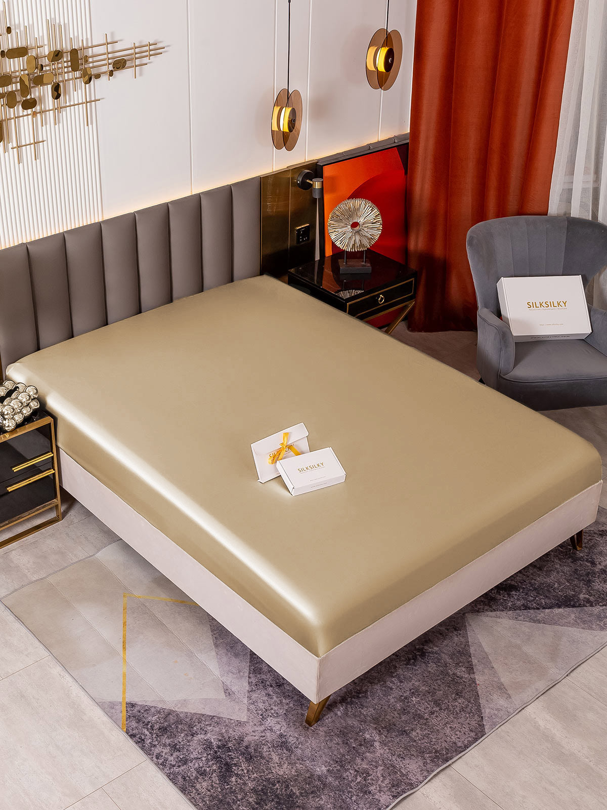 [Beige] SilkSilky-FR 19Momme Sheet 001