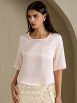[Rose] SilkSilky-FR Half Sleeve Femme T-Shirt 001