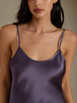 [Gris Pourpre] SilkSilky-FR Sleeveless V Neck Robes 004