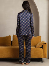 [Chaîne Marine] SilkSilky-FR Long Sleeve Lapel Collar Femme Pyjamas 003