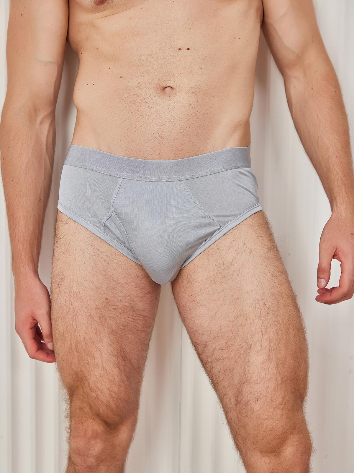 SilkSilky FR Soie Tricotée Mens Underwear Gris 004