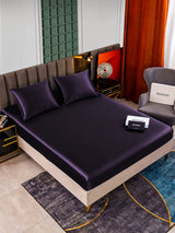[Violet Foncé] SilkSilky-FR Parure de Lit Soie 001