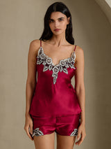 [Rouge Vineux] SilkSilky-FR Sleeveless V Neck Ensemble Camisole 001