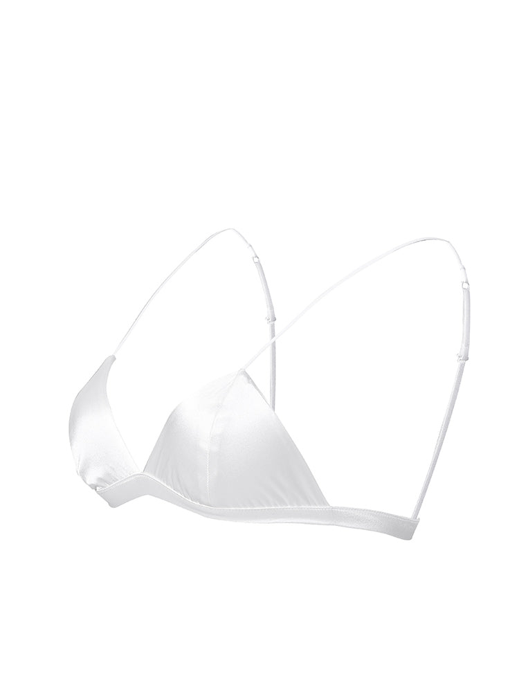 [Blanc] SilkSilky-FR Soie Tricotée Bra 005