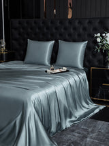 [Bleu Grisâtre] SilkSilky-FR Parure de Lit Soie 003