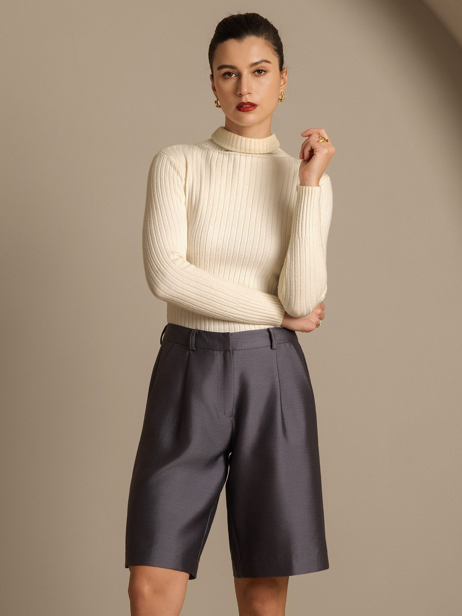 [Gris] SilkSilky-FR 32Momme Soie Womens Shorts 008,