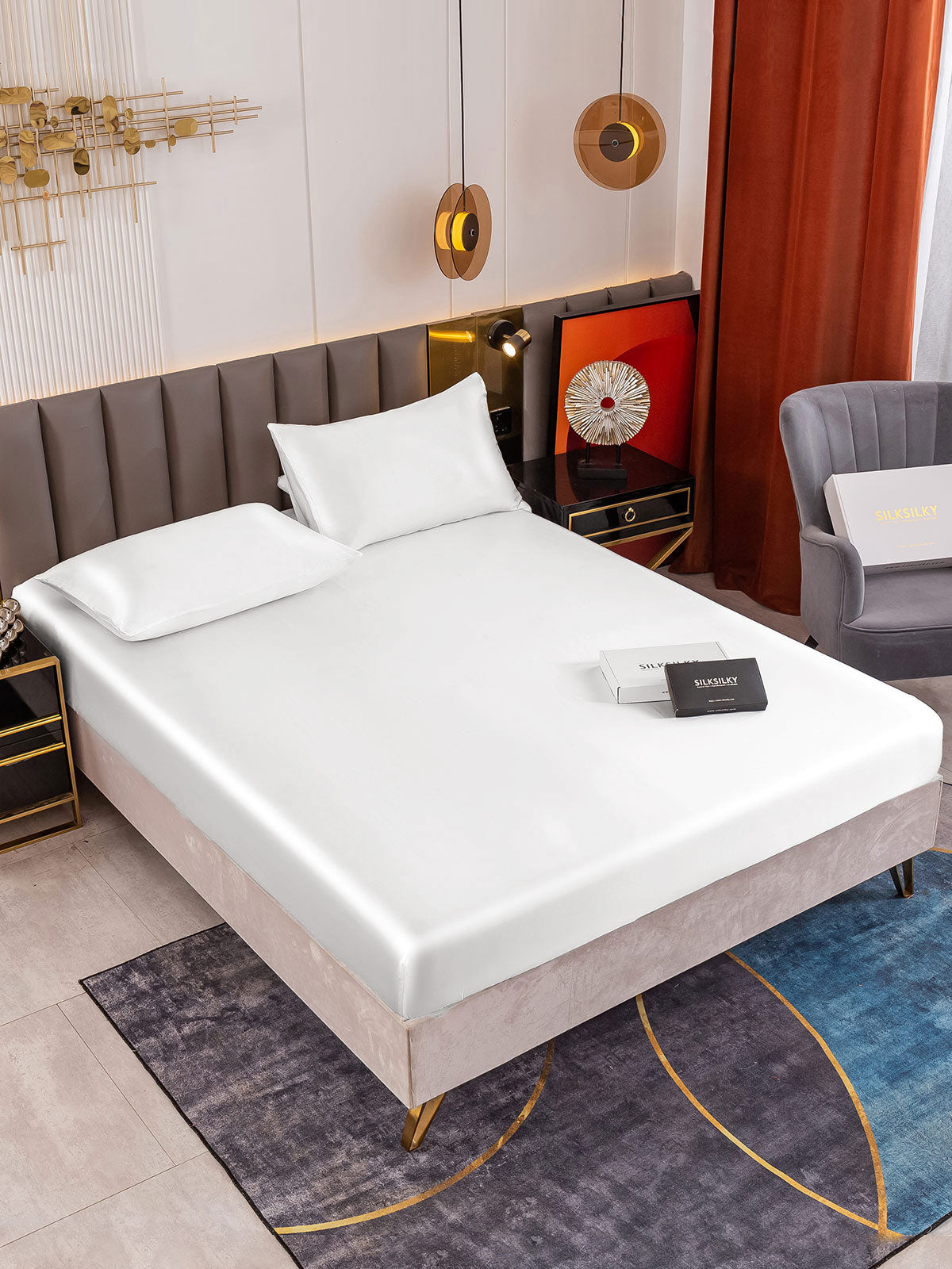 [Blanc] SilkSilky-FR 19Momme Pure Soie Bedding Set 001