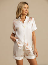 [Blanc] SilkSilky-FR Short Sleeve Lapel Collar Femme Pyjamas 003