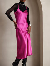 [Rose Rouge] SilkSilky-FR Sleeveless V Neck Robes 006