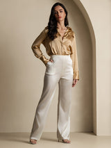 [Blanc] SilkSilky-FR Femme Pantalons 009